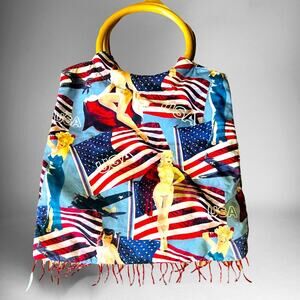USA American blonde bikini bombshell Beach bag purse